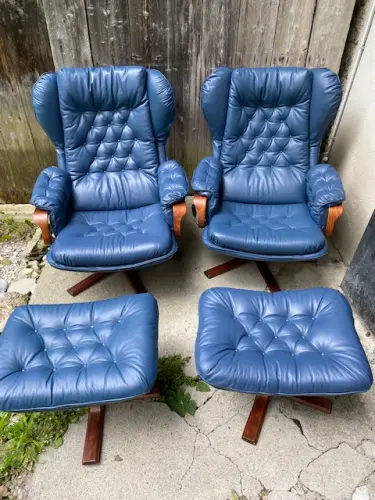 2 fauteuils scandinaves (relax en cuir) refaits à neufs à Vessy