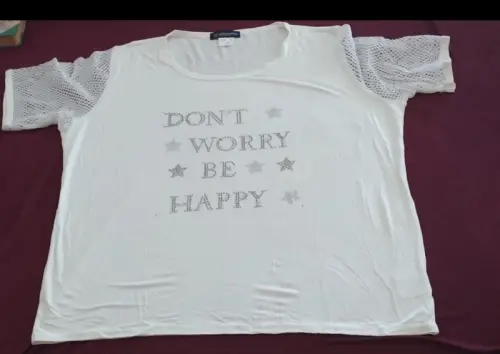 T-Shirt blanc "Don't worry, be happy" Neuf à Moutier