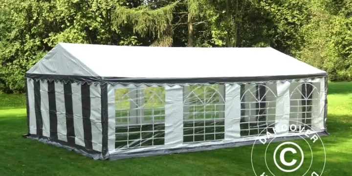 Partyzelt PLUS 4x8m PE, Grau/Weiß