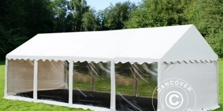 Partyzelt Original 4x8m PVC, Panorama, Weiß