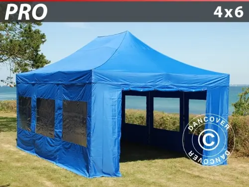 Faltzelt FleXtents PRO 4x6m Blau, mit 8 wänden à Zurich