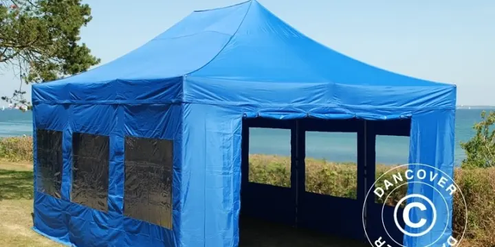 Faltzelt FleXtents PRO 4x6m Blau, mit 8 wänden