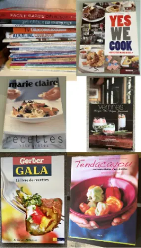 Lot de livres et magazines de cuisine