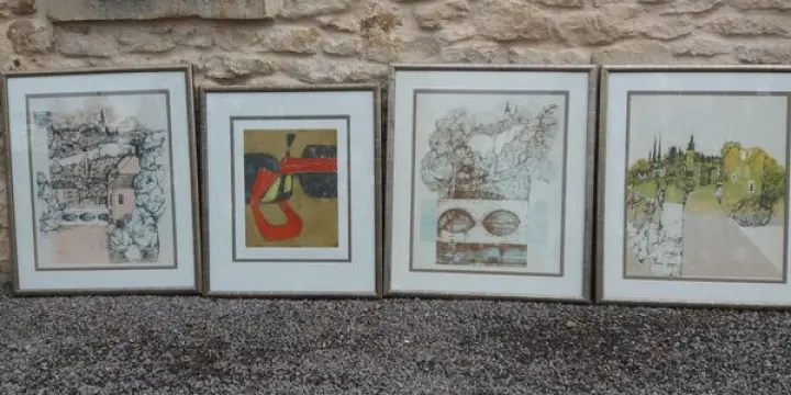 Gravures lithographie numérotées X4