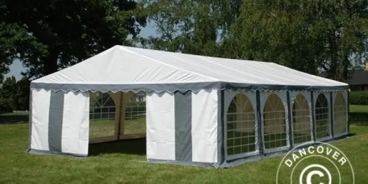 Partyzelt Exclusive 6x10m PVC, Grau/Weiß