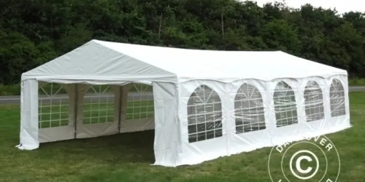 Partyzelt Original 5x10m PVC, "Arched", Weiß