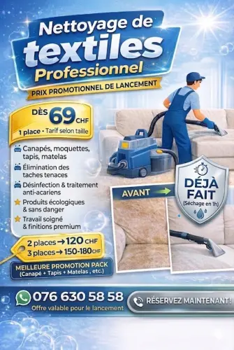 Nettoyage de textile canapé à Lausanne
