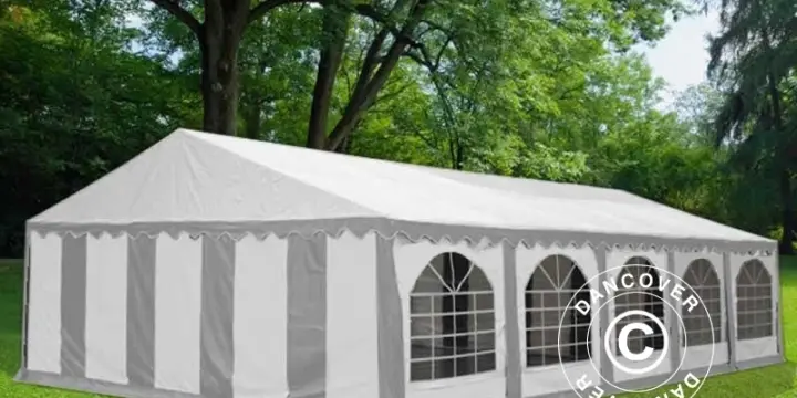 Partyzelt Exclusive 5x12m PVC, Grau/Weiß