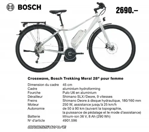 Vélo électrique Crossewave 28" pour femme à Genève
