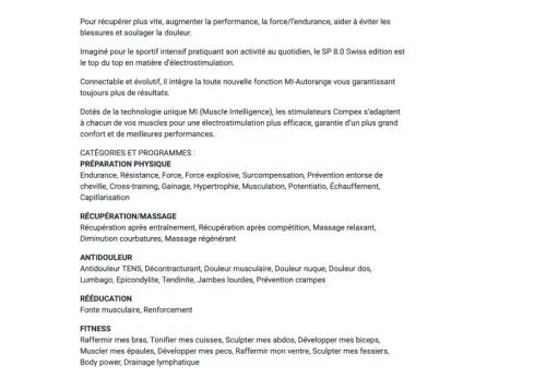 Compex 8.0 à Sion