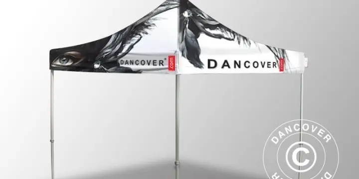 Faltzelt FleXtents PRO mit vollflächigem Digitaldruck