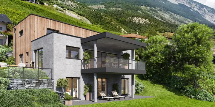A VENDRE VILLA D'ARCHITECTE 5.5 PCES A MIEGE (NOBLE-CONTREE)