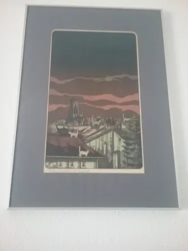 Tableau sérigraphie la Chathédrale de Fribourg à Courtaman