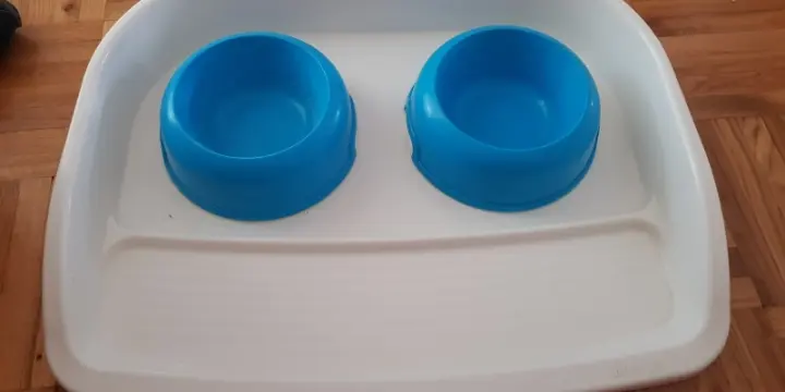 Plateau avec gamelles pour chats et chiens