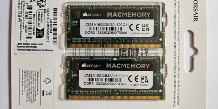 Corsair Mac 16 Go, 2 × 8 Go DDR3L 1600 — scellé
