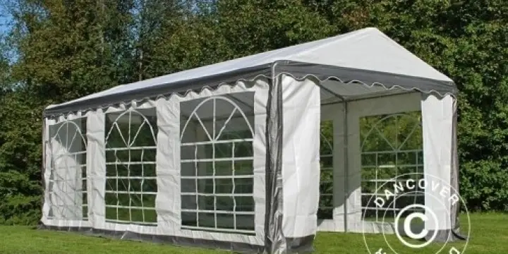 Partyzelt PLUS 3x6m PE, Grau/Weiß