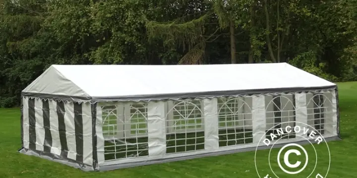 Partyzelt PLUS 4x10m PE, Grau/Weiß