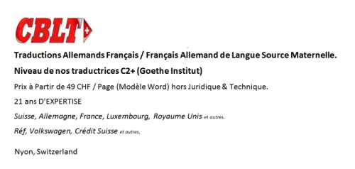 Traduction, Übersetzung : Allemand/Français à Nyon