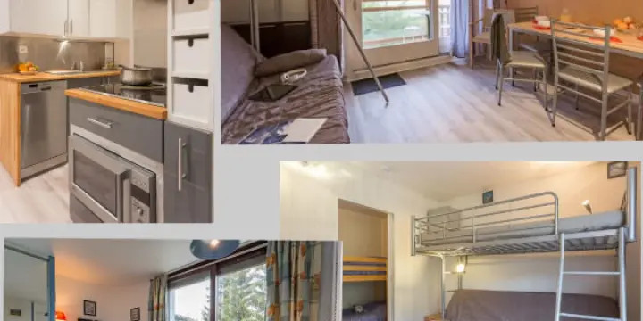 LOCATION APPART,pieds pistes,40m²,6 pers,2s.d'eau,2WC