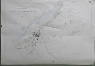 Commune de Estavayer-le-Lac. Plan d’ensemble. Levé par G. Pillonel. Carte topopographique au…