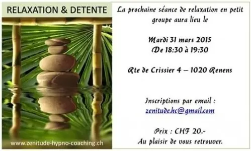 Relaxation en petit groupe - 31 mars à Renens