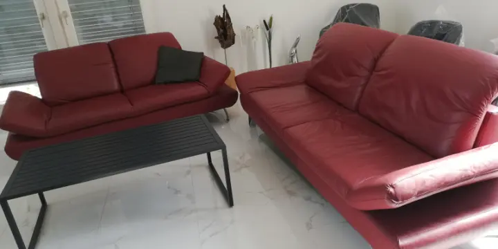 Canapé cuir rouge 3 et 2 places