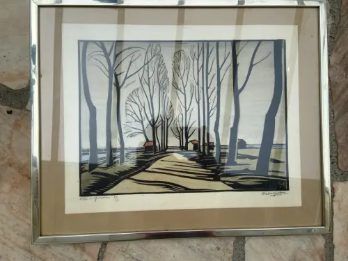 Linogravure du peintre Eric Harald Haberjarn