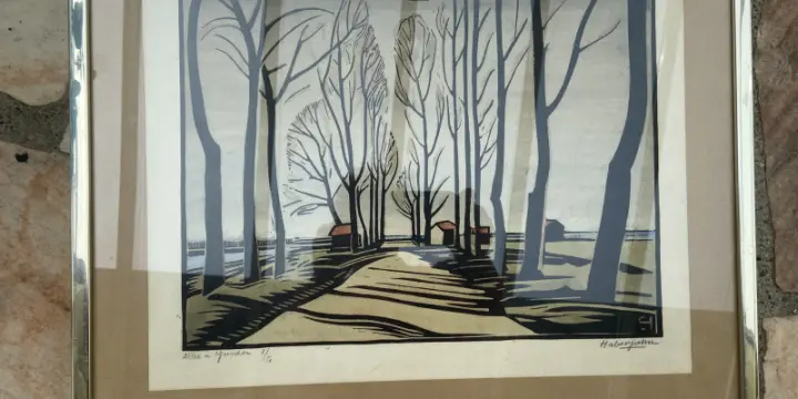 Linogravure du peintre Eric Harald Haberjarn