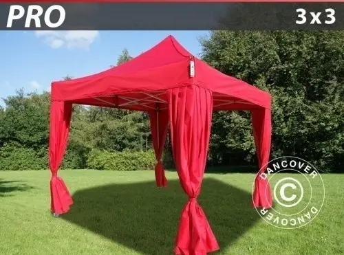Faltzelt FleXtents PRO 3x3m Rot, inkl. 4 Vorhänge à Zurich