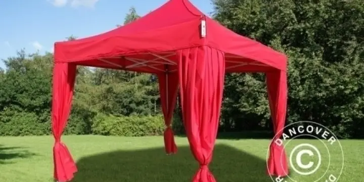 Faltzelt FleXtents PRO 3x3m Rot, inkl. 4 Vorhänge