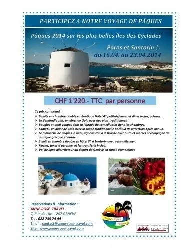 Voyage spécial Pâques 2023 Iles Grecques à GENEVE