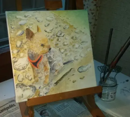 Je serais heureux de faire une peinture de votre chien.