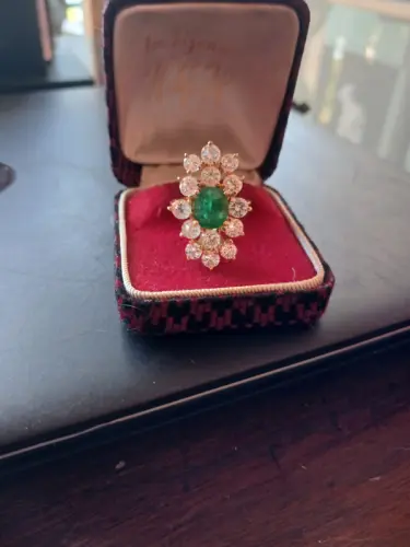 Superbe bague diamants emeraude