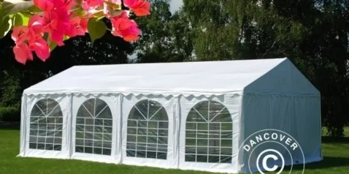 Partyzelt SEMI PRO Plus 4x8m PVC, Weiß