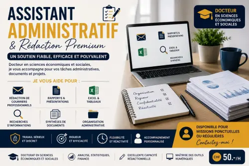 Assistant administratif & rédaction – Dr en économie à Genève