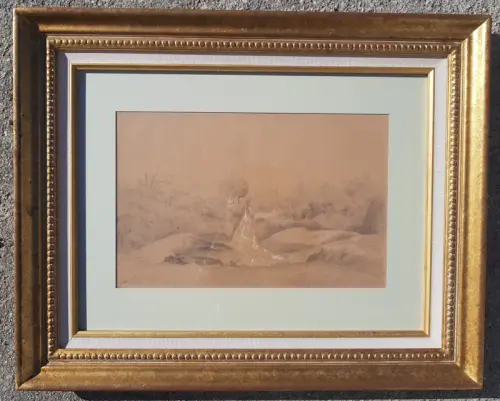 Théodore ROUSSEAU - Grand dessin 1840 à GENEVE