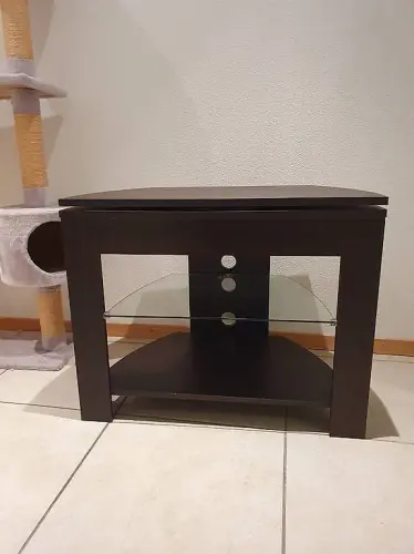 Meuble TV avec tablette en verre et plateau tournant à Fribourg