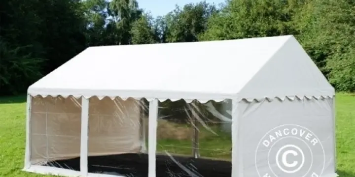 Partyzelt Original 4x6m PVC, Panorama, Weiß