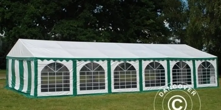 Partyzelt Exclusive 6x12m PVC, Grün/Weiß