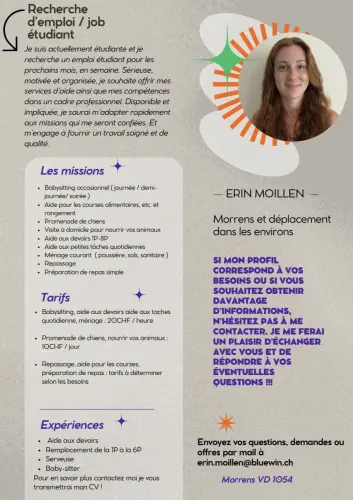 Recherche emploi / job étudiant à Morrens VD