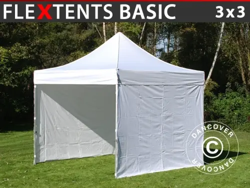 Faltzelt FleXtents Basic, 3x3m Weiß, mit 4 wänden à Zurich