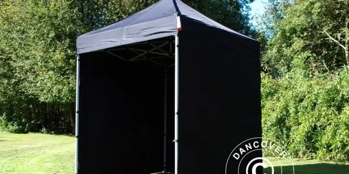 Faltzelt FleXtents Basic 110, 2x2m Schwarz, mit 4 wänden