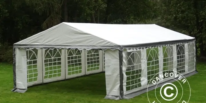 Partyzelt PLUS 5x10m PE, Grau/Weiß