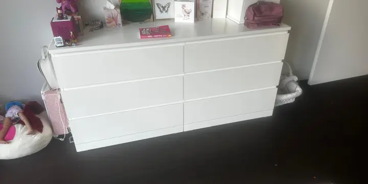 Commode blanche 6 tiroirs – Style IKEA Commode IKEA MALM blanche à 6 tiroirs (2 colonnes × 3 rangées