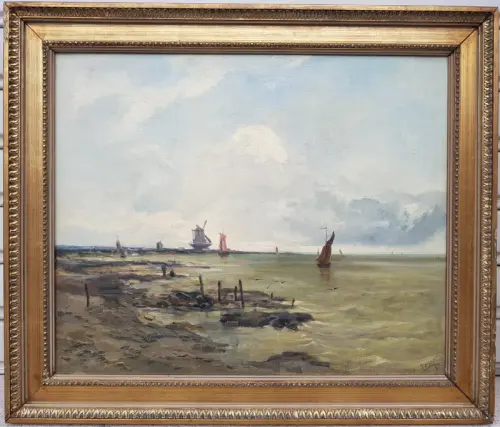DELPY - Voiliers en Hollande - Huile sur toile à Lausanne