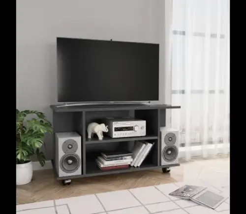 Meuble TV avec roulettes Gris brillant à geneve