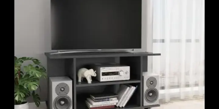 Meuble TV avec roulettes Gris brillant