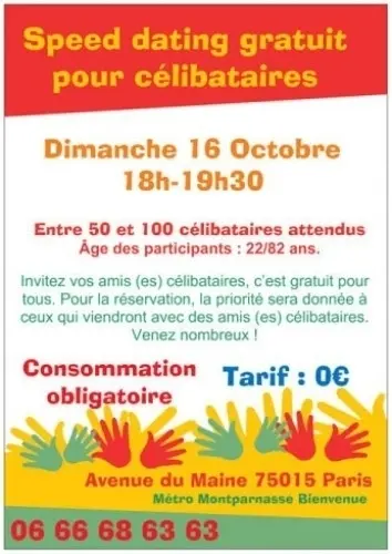Speed dating gratuit pour célibataires d à Paris
