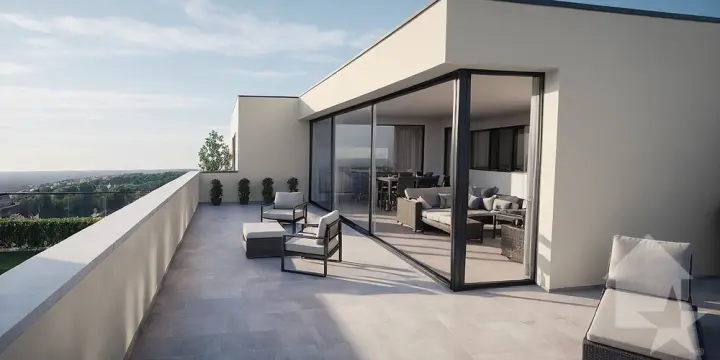 Magnifique projet d'attique de 215 m2, garage double et terrasses !