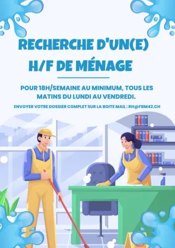 Recherche d'un(e) H/F de ménage à Le Grand-Saconnex